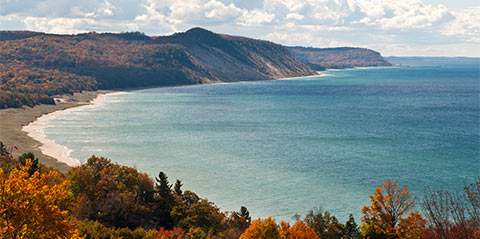 Aerial view of shoreline