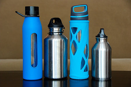 Collection of reusable water bottles
