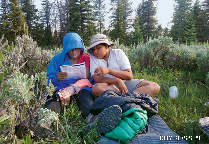 A first-aid practice activity at Shoal River Falls, Gros Ventre Wilderness WY