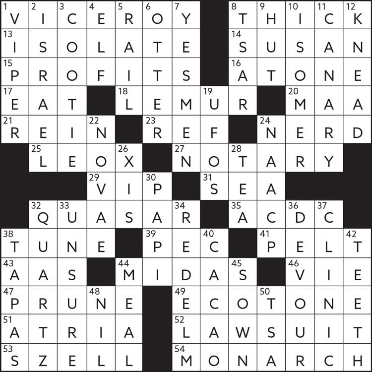A graphic of a crossword with answers.