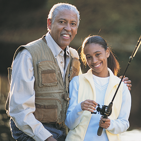 father and daughter fishing