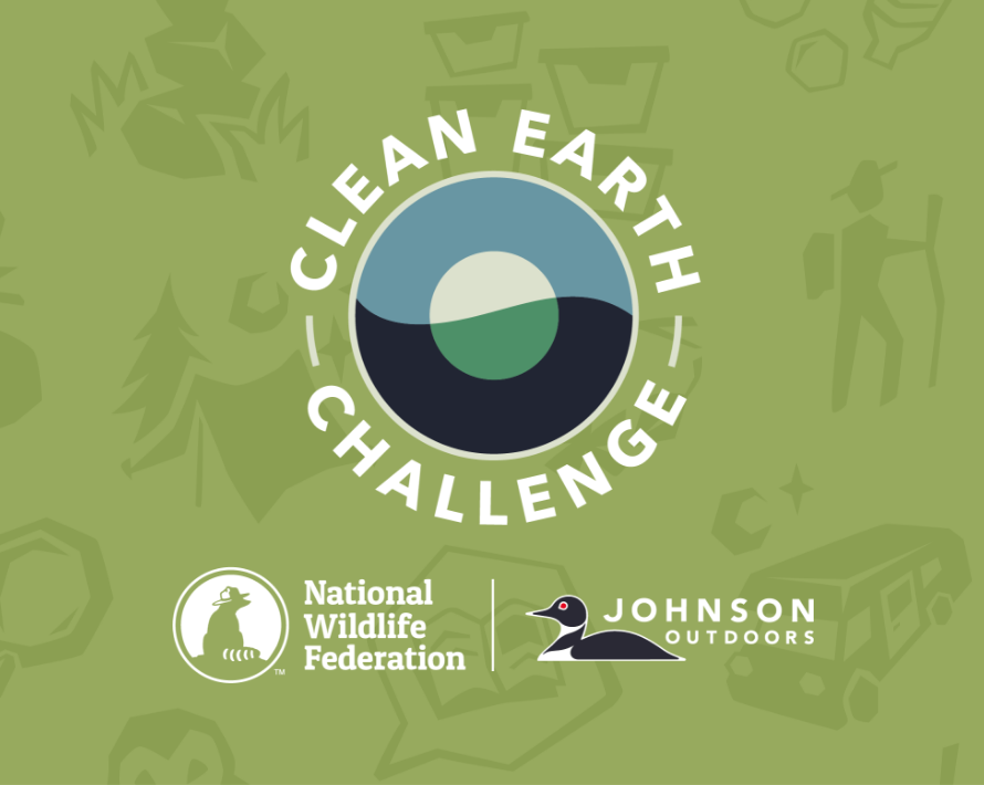clean earth challenge, national wildlife federation, and johnson outdoors logos